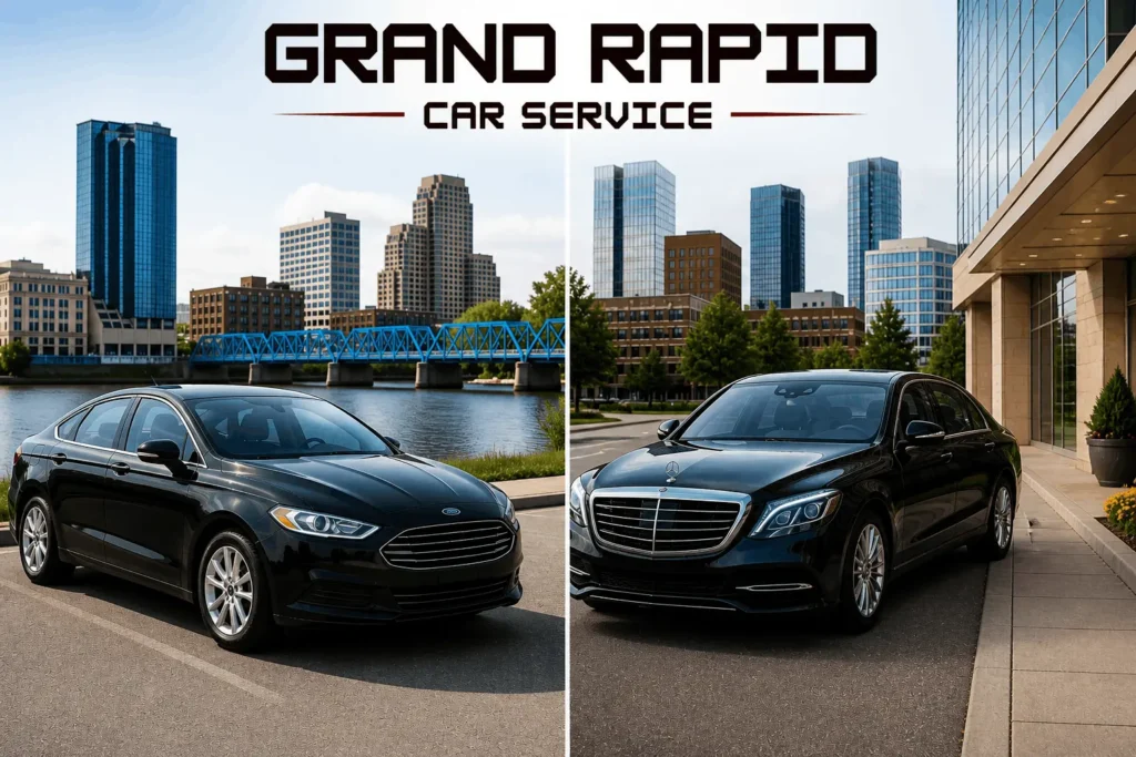 town car and black car standing side by side