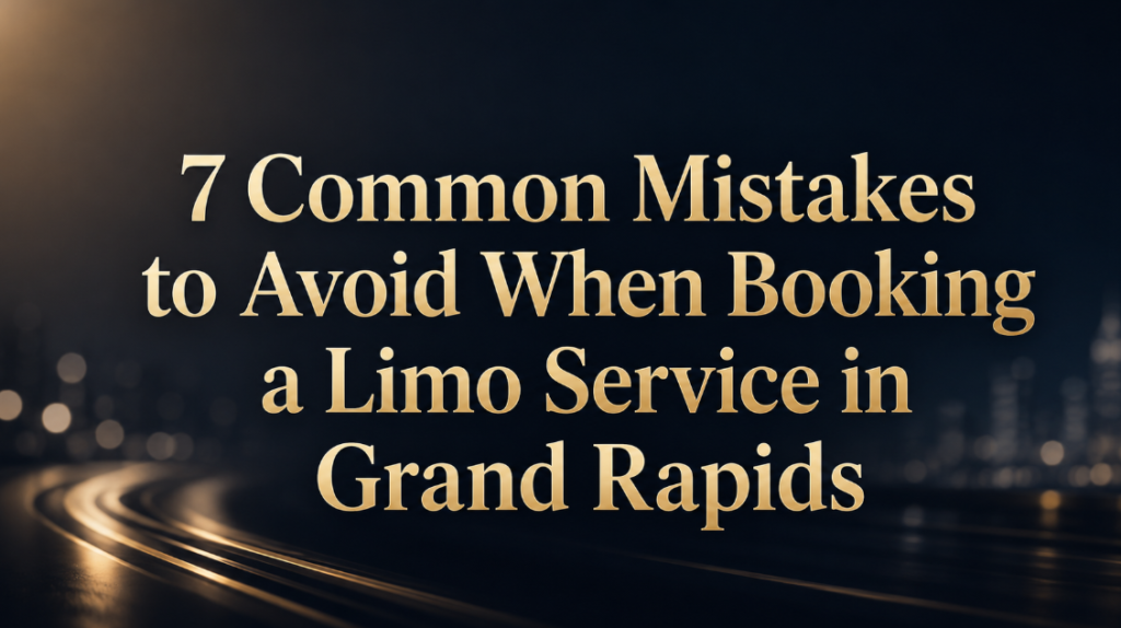 Limo service booking mistakes in Grand Rapids with luxury transportation background